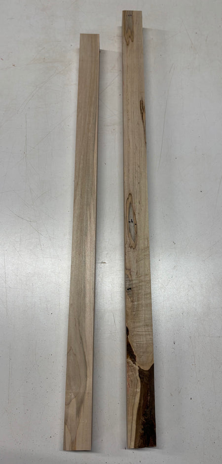 2 Pack, 2 Species Hard Maple + Ambrosia Maple Turning Wood Blanks  Hard Maple : 33-1/2"x1-3/4"x1-3/4"  , Ambrosia Maple : 36"x1-7/8"x1-7/8"#7499 - Exotic Wood Zone