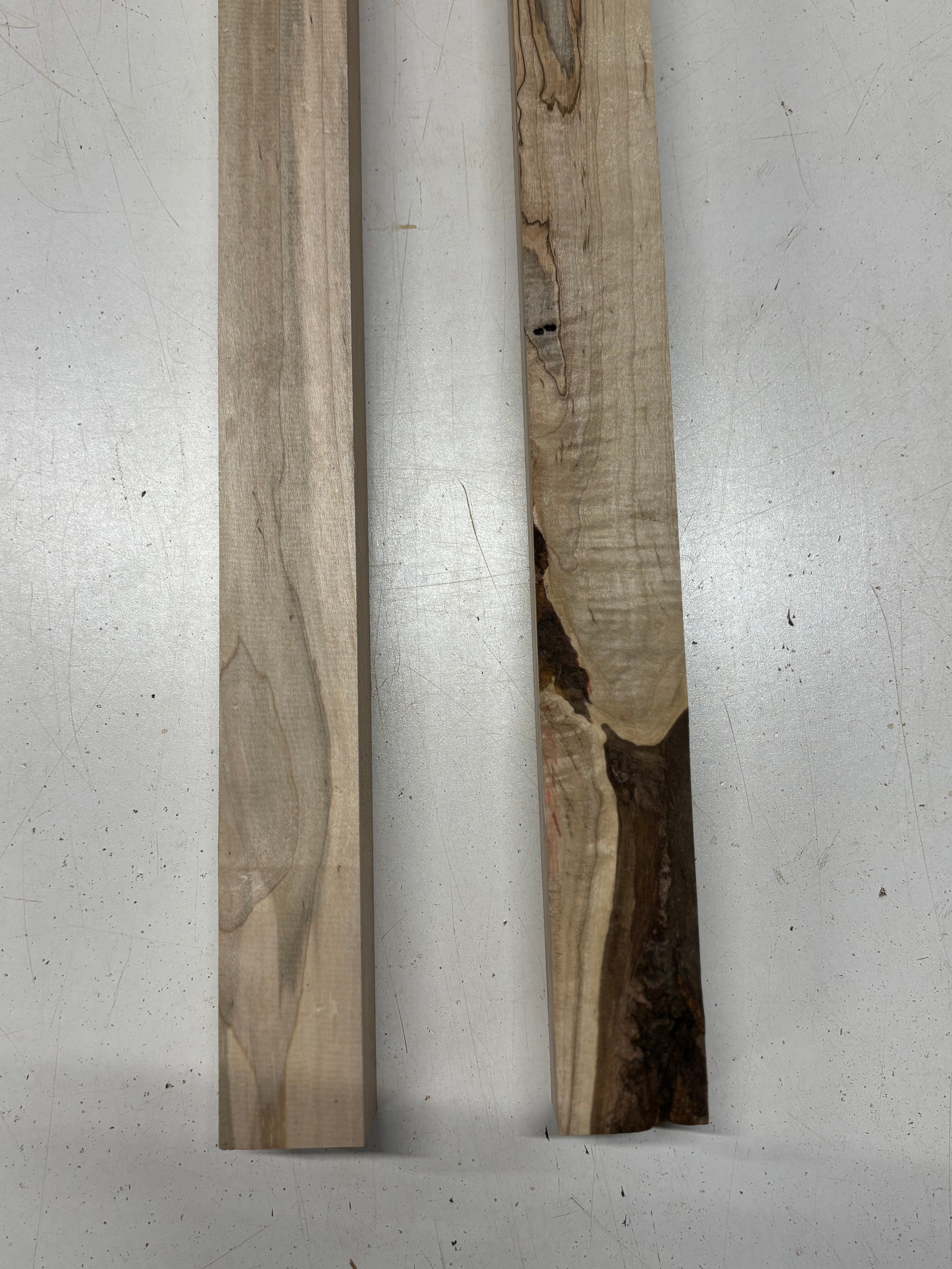 2 Pack, 2 Species Hard Maple + Ambrosia Maple Turning Wood Blanks  Hard Maple : 33-1/2"x1-3/4"x1-3/4"  , Ambrosia Maple : 36"x1-7/8"x1-7/8"#7499 - Exotic Wood Zone