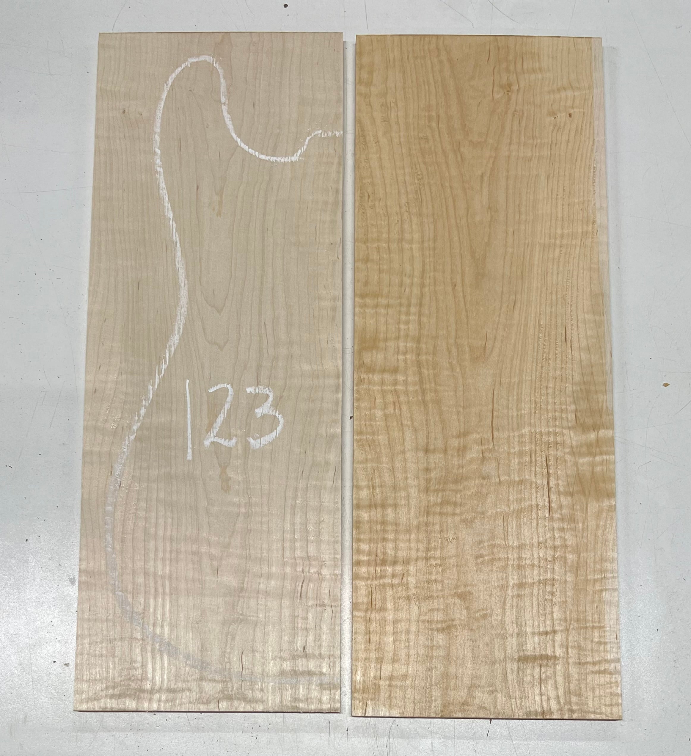 Flame Hard Maple Bookmatched Guitar Drop Top Set - 20" x 7-1/4" x 3/8" #123 - Exotic Wood Zone Drop Tops