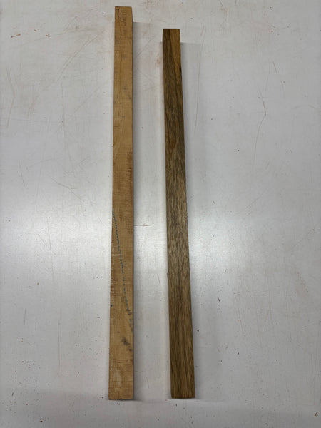 2 Pack, 2 Species Hard Maple + Black Limba Turning Wood Blanks  Maple: 32"x1-1/2"x1-1/2"  Limba: 30"x1-1/2"x1-1/2"#7500 - Exotic Wood Zone
