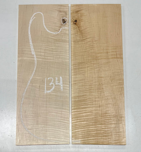 Flame Hard Maple Bookmatched Guitar Drop Top Set - 20" x 7" x 3/8" #134 - Exotic Wood Zone Drop Tops