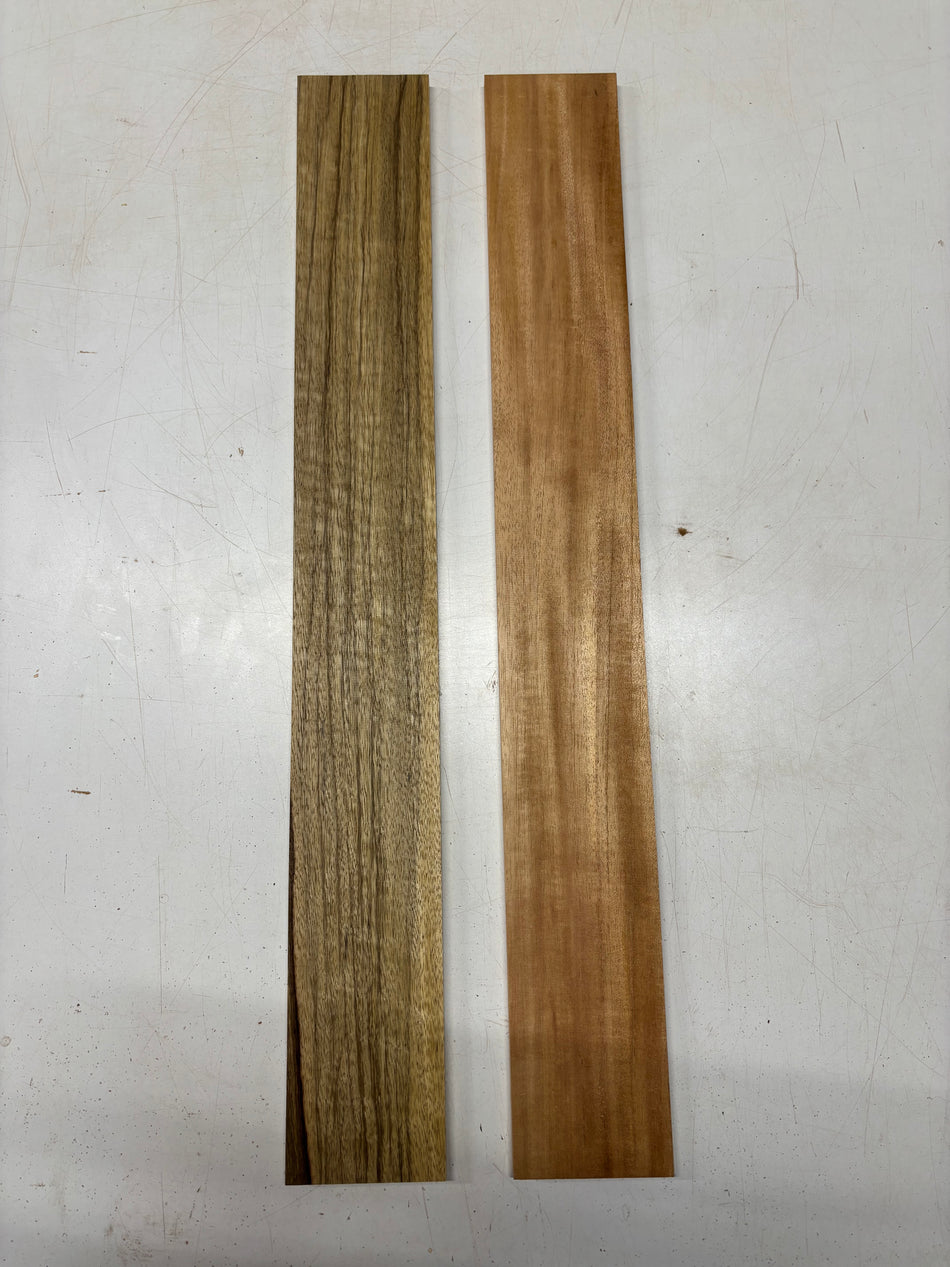 2 Pack, 2 Species Black Limba + Spanish Cedar Thin Stock Lumber 30"x3-7/8"x1/2"#6511