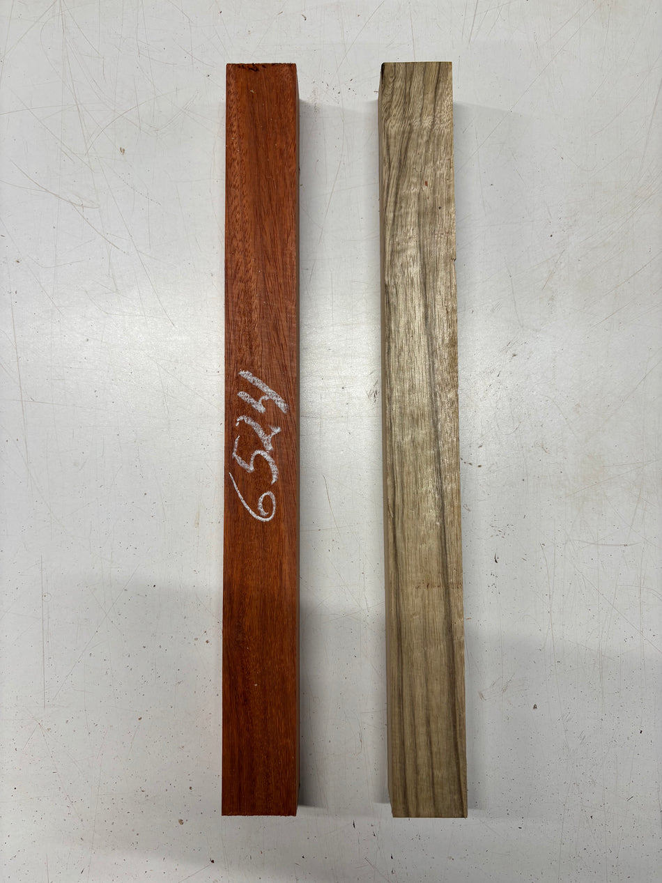 2 Pack, 2 Species Padauk + Black Limba Turning Wood Blank 18"x1-3/4"x1-5/8"#6524