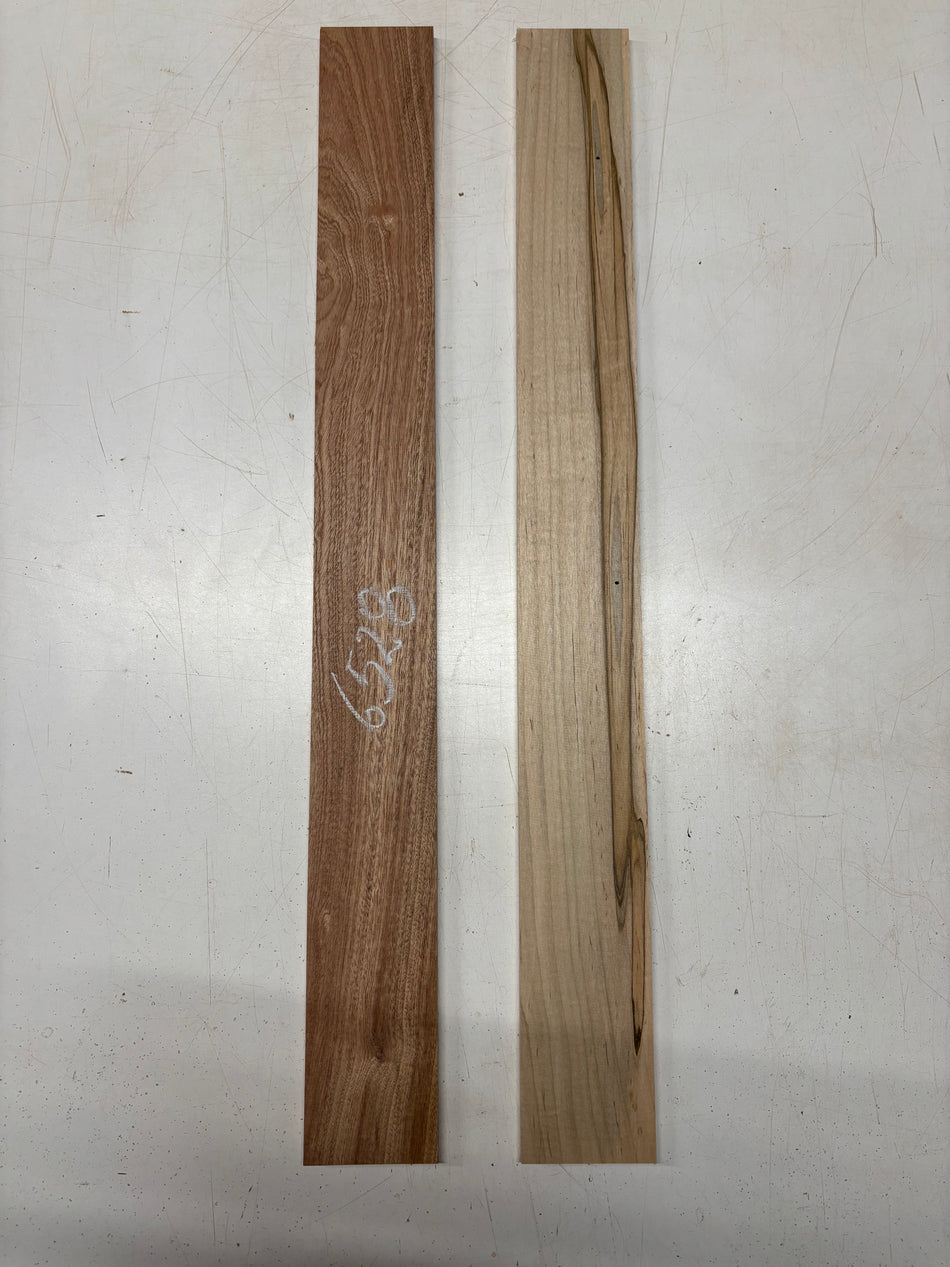 2 Pack, 2 Species Sapele + Ambrosia Maple Thin Stock Lumber  30"x3"x3/8"#6528