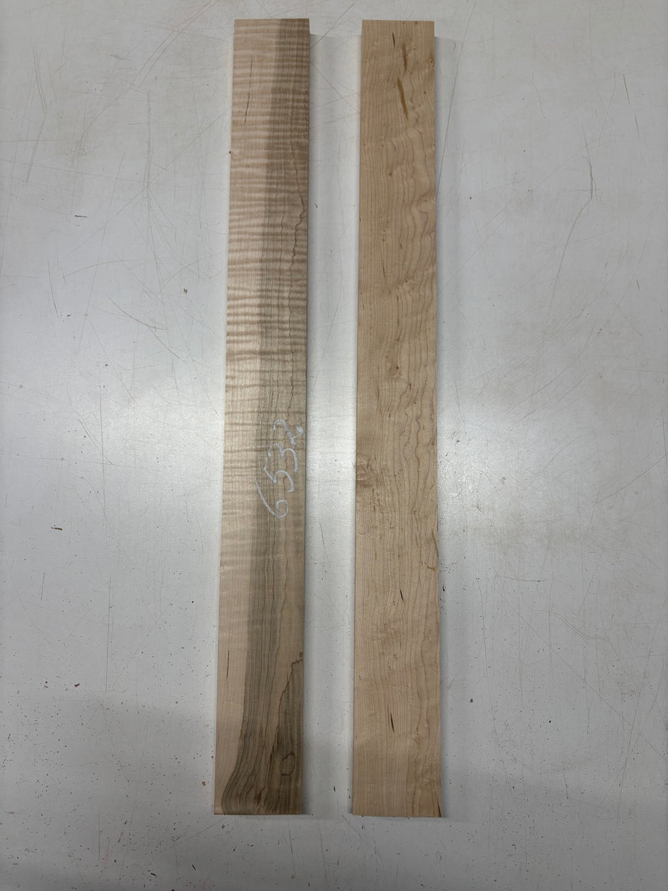 2 Pack, 2 Species Flame Maple + Birdseye Maple Thin Stock Lumber 30"x2-7/8"x3/4"#6532