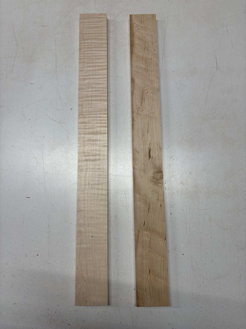 2 Pack, 2 Species Flame Maple + Birdseye Maple Thin Stock Lumber 30"x2-7/8"x3/4"#6532