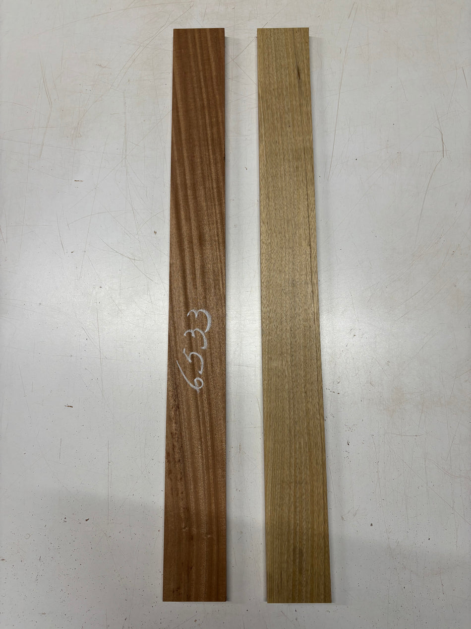 2 Pack, 2 Species Sapele + Black Limba Thin Stock Lumber 30"x3"x5/8"#6533