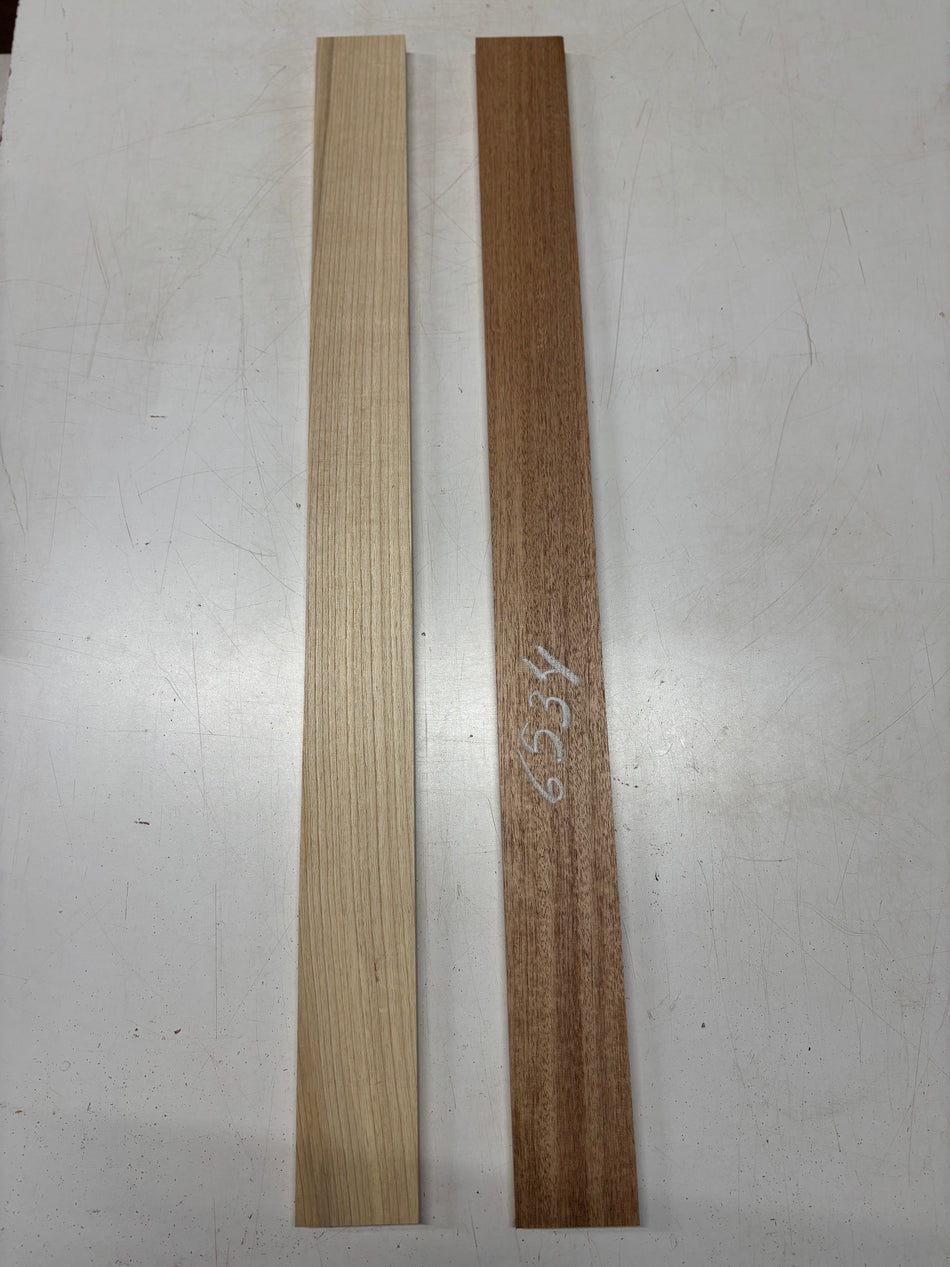 2 Pack, 2 Species Swamp Ash + African Mahogany Thin Stock Lumber 36"x3"x3/4"#6534