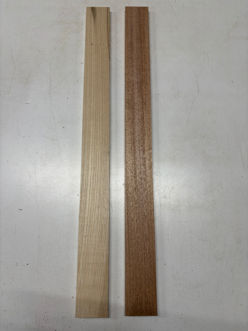 2 Pack, 2 Species Swamp Ash + African Mahogany Thin Stock Lumber 36"x3"x3/4"#6534