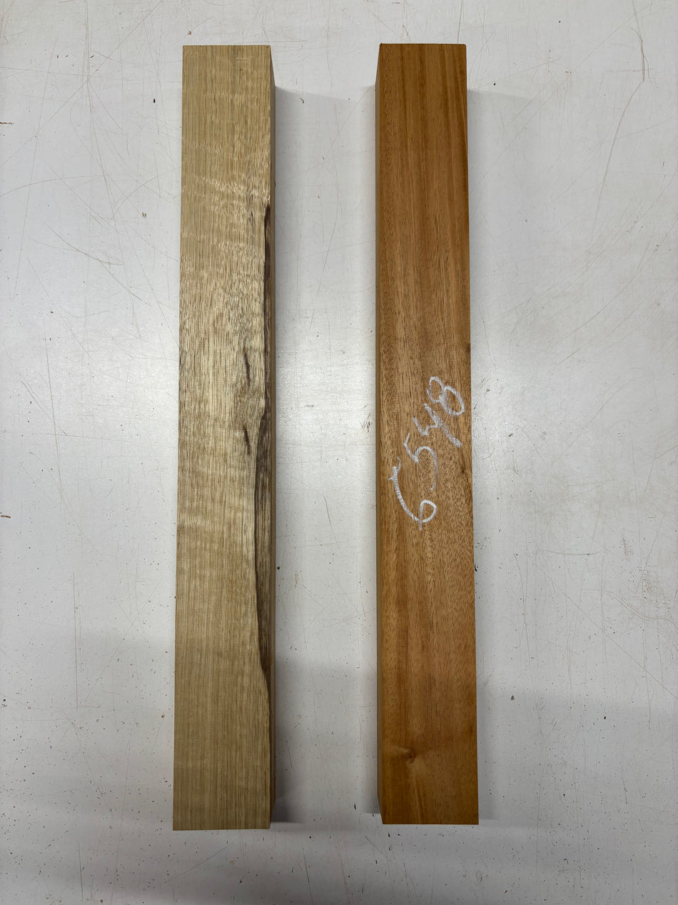 2 Pack, 2 Species White Limba + Mahogany Guitar Neck Blanks 22"x4"x1-1/4"#6548