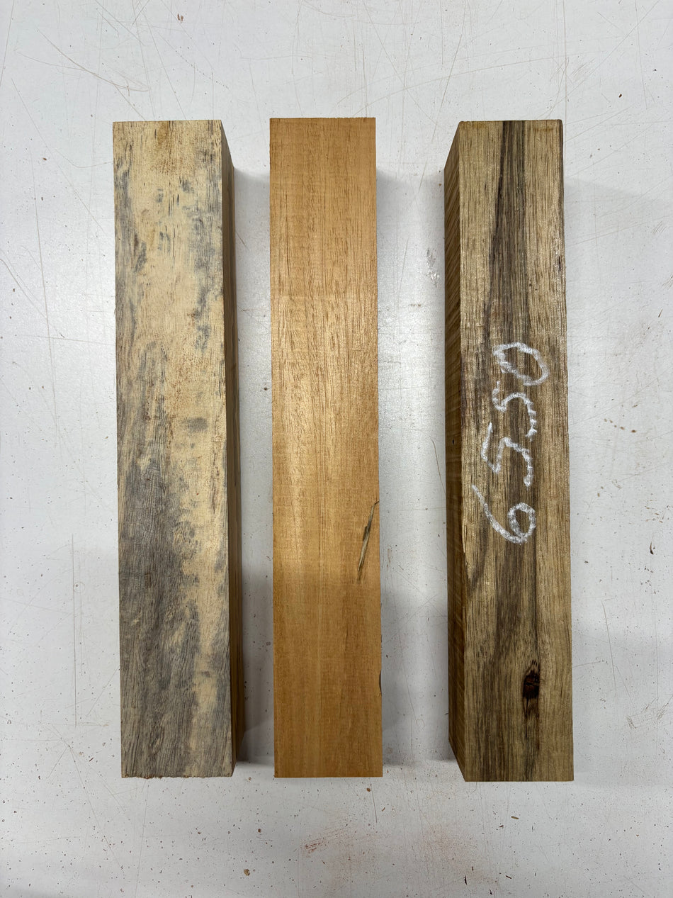 3 Pack, 3 Species Black Limba + Mahogany + Spalted Tamarind Turning Wood Blanks 12"x2"x1-7/8"#6550