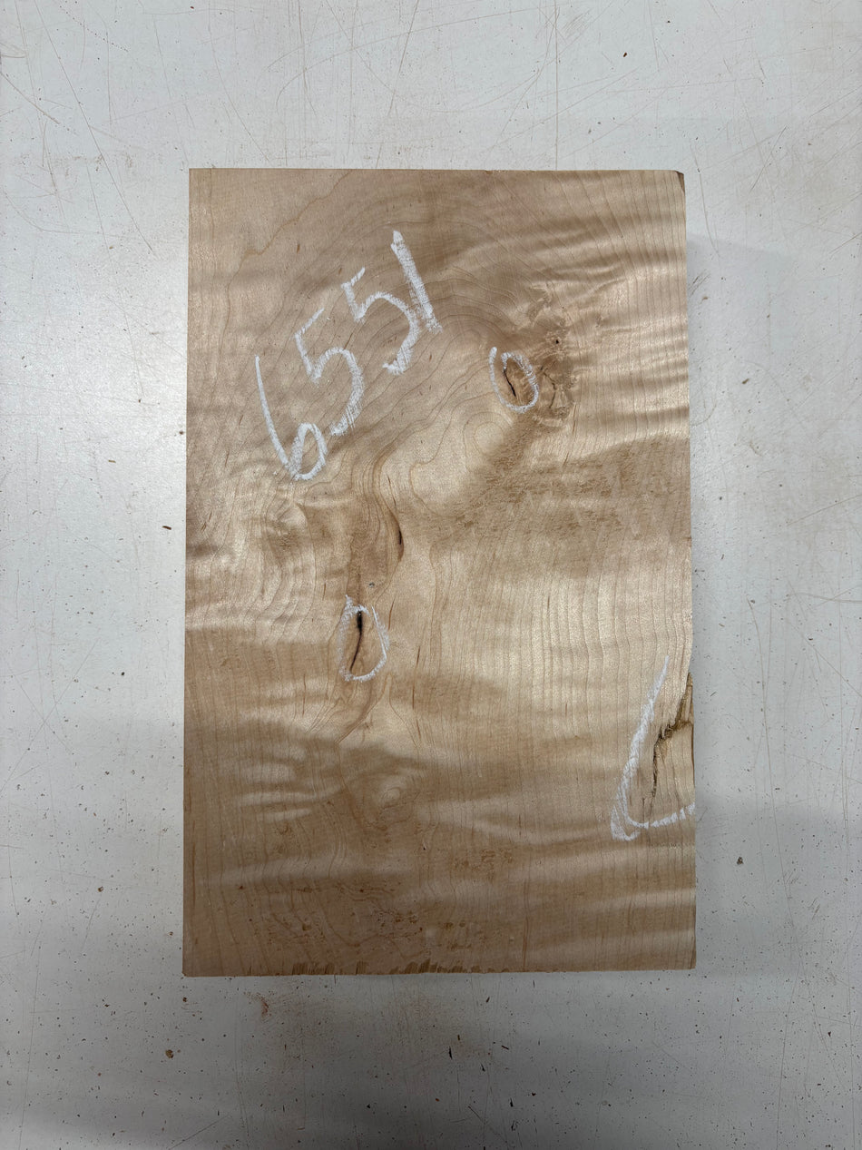1 Piece, Flame Hard Maple Lumber Board Blank 11-1/2"x7-1/4"x1-3/4" #6551