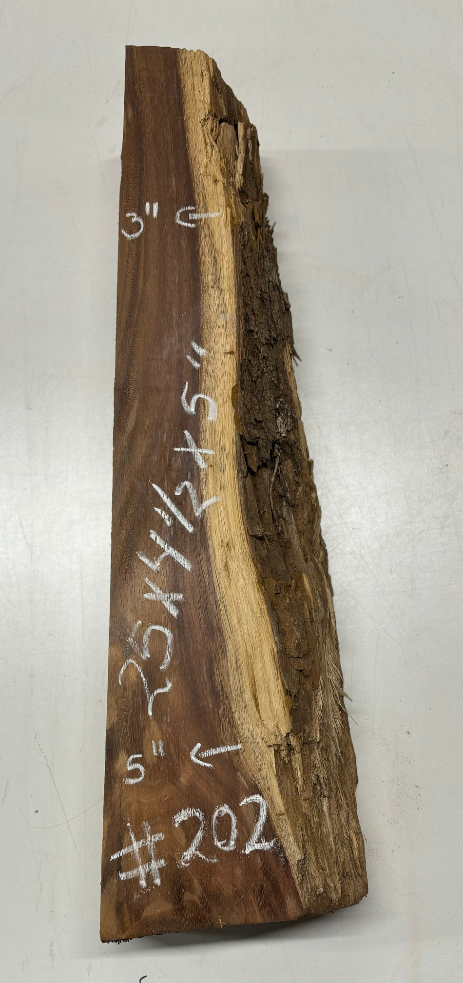 Flame Hawaiian Koa Lumber Live Edge Slab - 25"x 3" to 5" x 5" #202