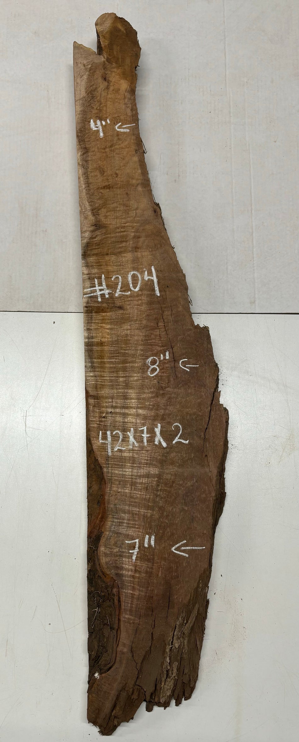 Flame Hawaiian Koa Lumber Live Edge Slab - 42"x 4" to 7" x 2" #204 Exotic Wood Zone 