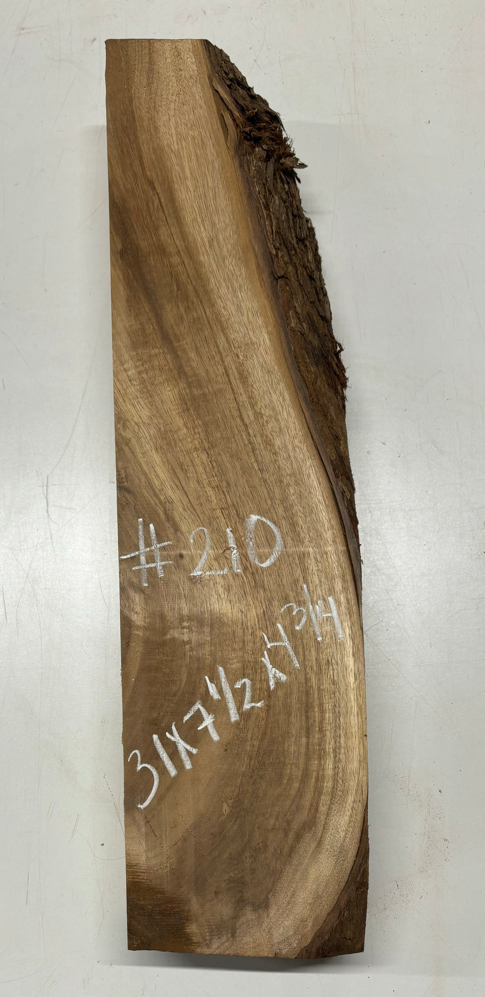Flame Hawaiian Koa Lumber Live Edge Slab - 31" x 7-1/2" x 4-3/4" #210