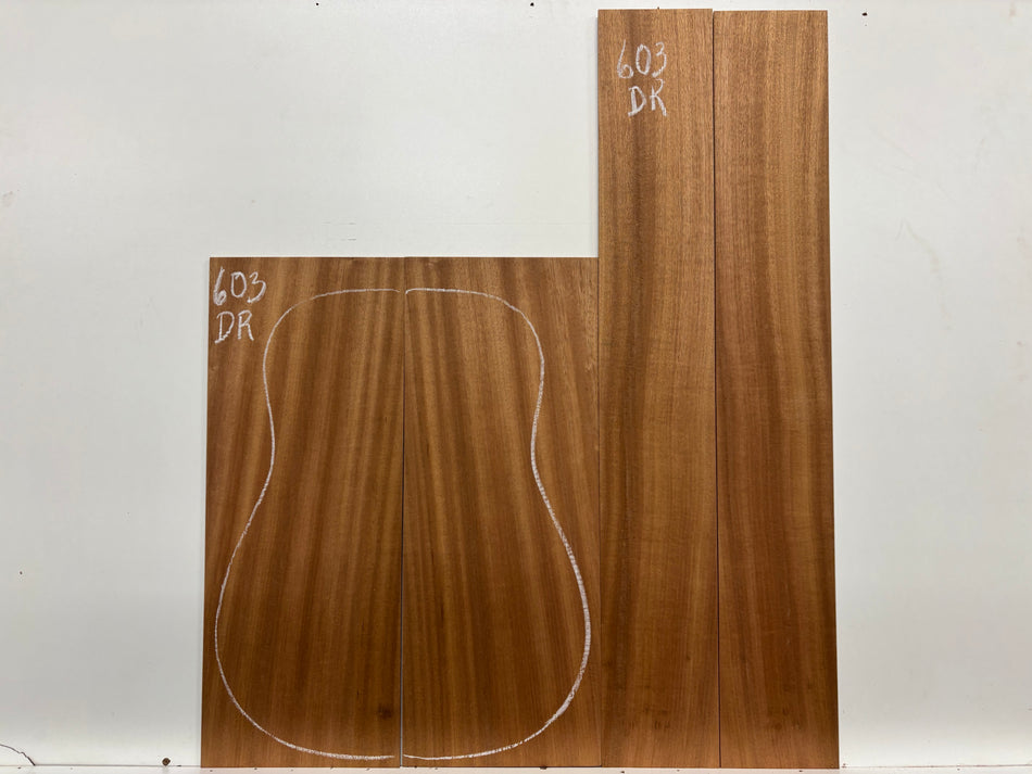Sapele Dreadnought Guitar Back and Side Set #603