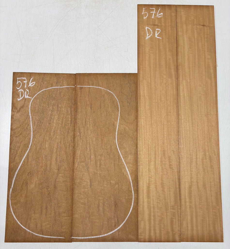 Rare Peacock Flame Mahogany Dreadnought Guitar Back & Side Set #576