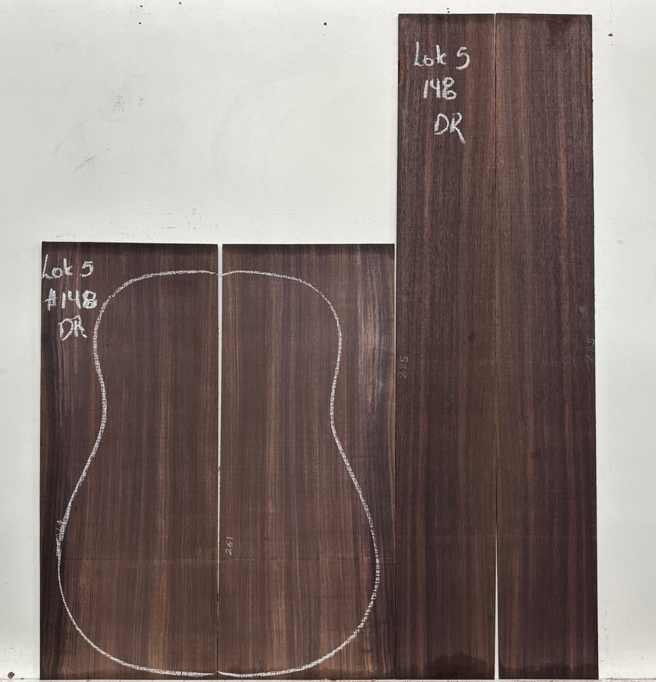 Set of 10, Indian Rosewood Dreadnought Guitar Back & Side Set | Lot #5