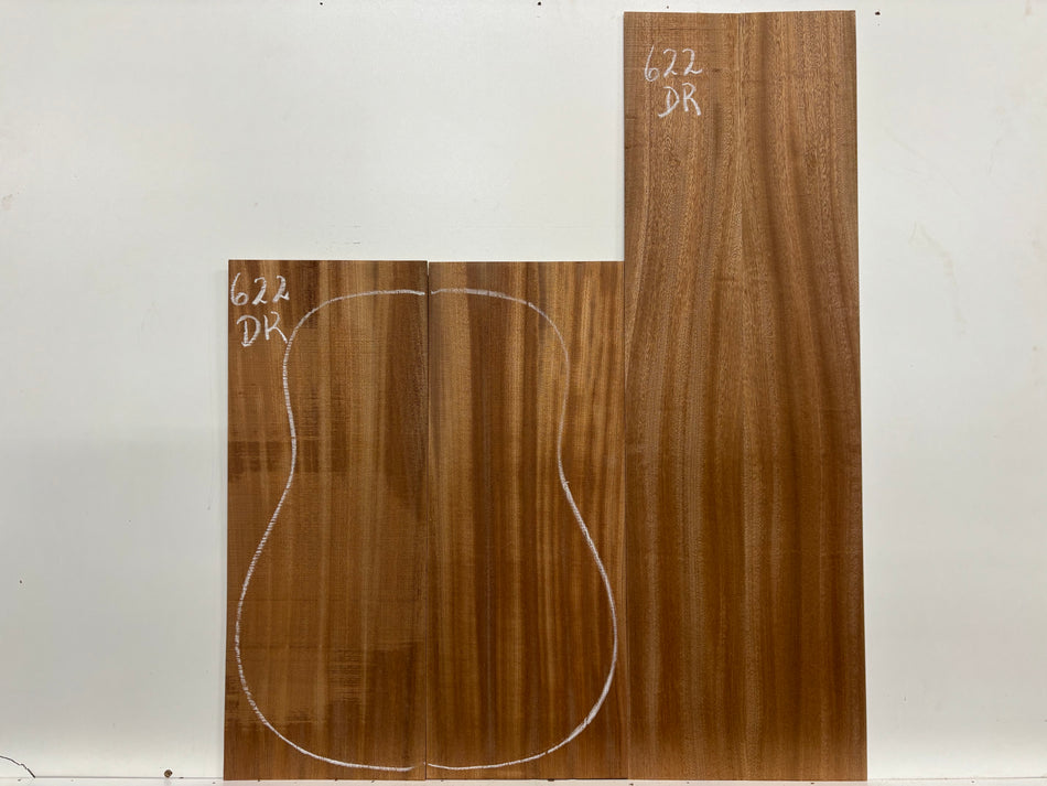 Sapele Dreadnought Guitar Back and Side Set #622