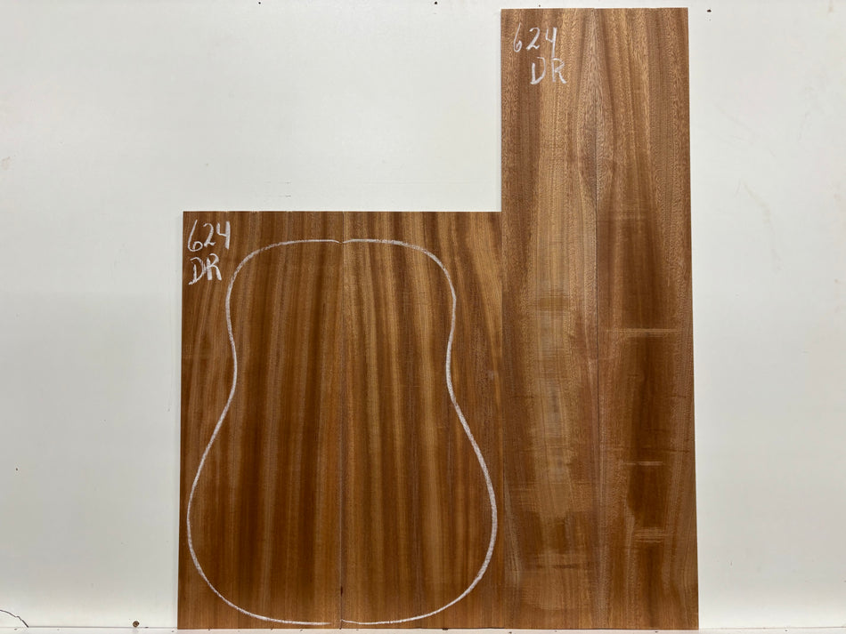 Sapele Dreadnought Guitar Back and Side Set #624