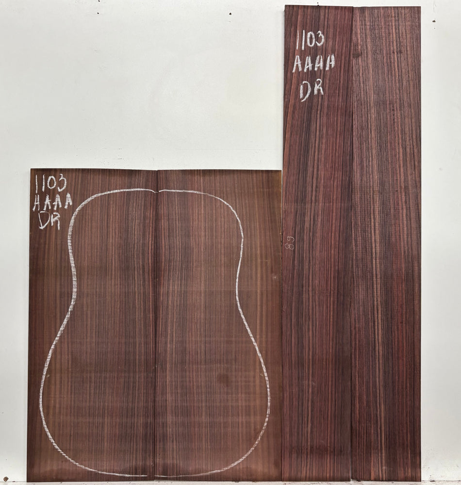 East Indian Rosewood Dreadnought AAAA Grade Guitar Back & Side Set #1103 - Exotic Wood Zone