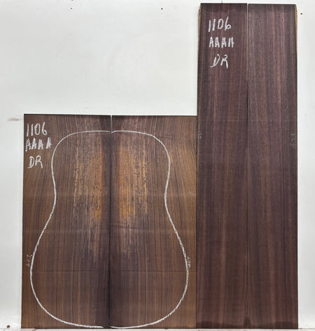 East Indian Rosewood Dreadnought AAAA Grade Guitar Back & Side Set #1106 - Exotic Wood Zone