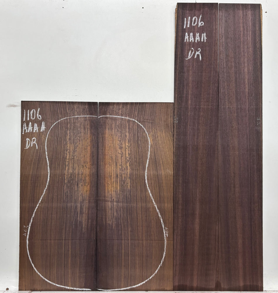 East Indian Rosewood Dreadnought AAAA Grade Guitar Back & Side Set #1106 - Exotic Wood Zone