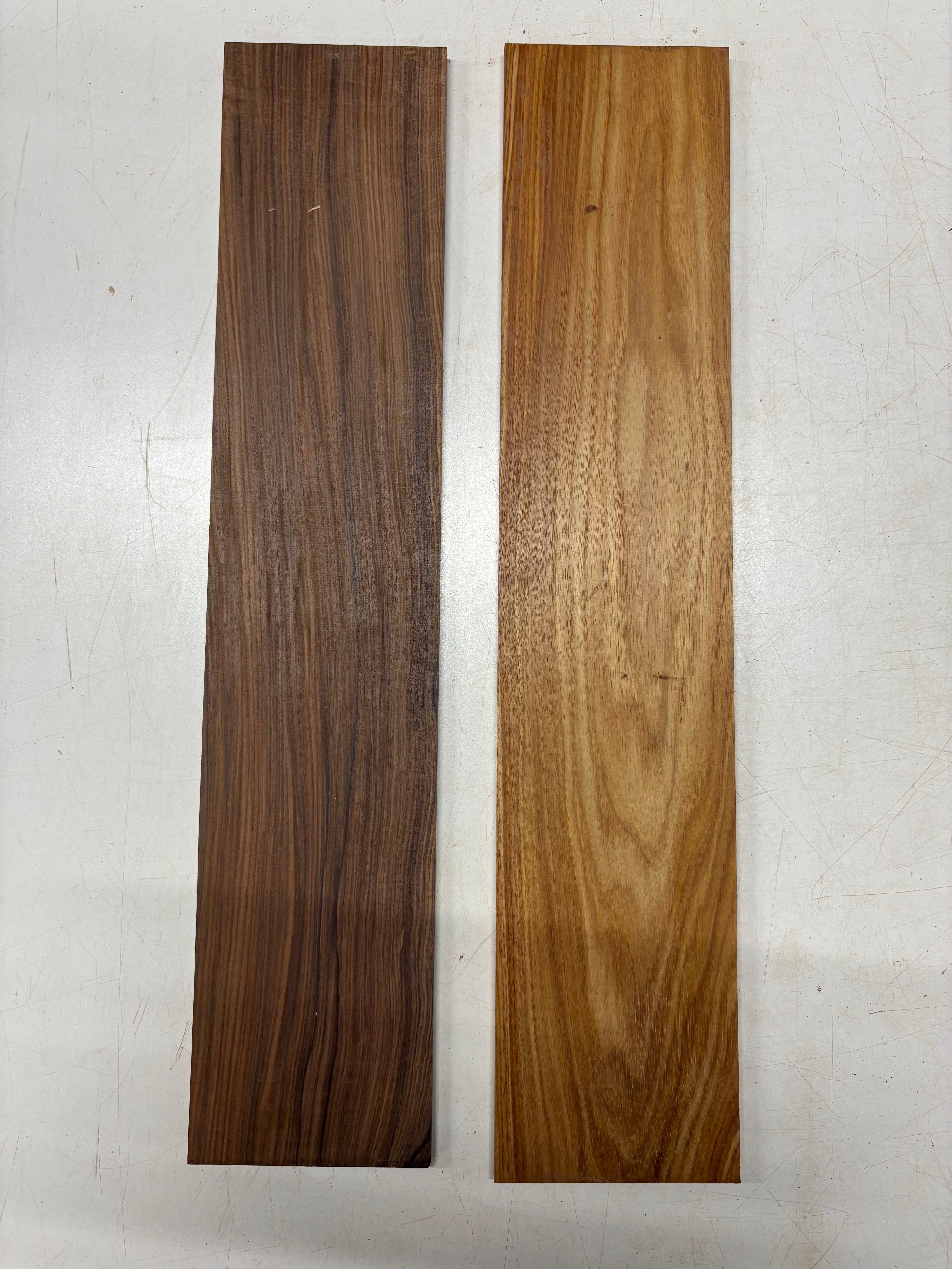 2 Pack, 2 Species, Santos Rosewood + Canarywood Thin Stock Lumber 24" x 5" x 1/4"#3733 Exotic Wood Zone 