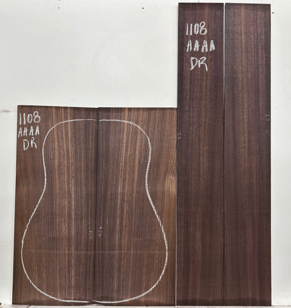 East Indian Rosewood Dreadnought AAAA Grade Guitar Back & Side Set #1108 - Exotic Wood Zone