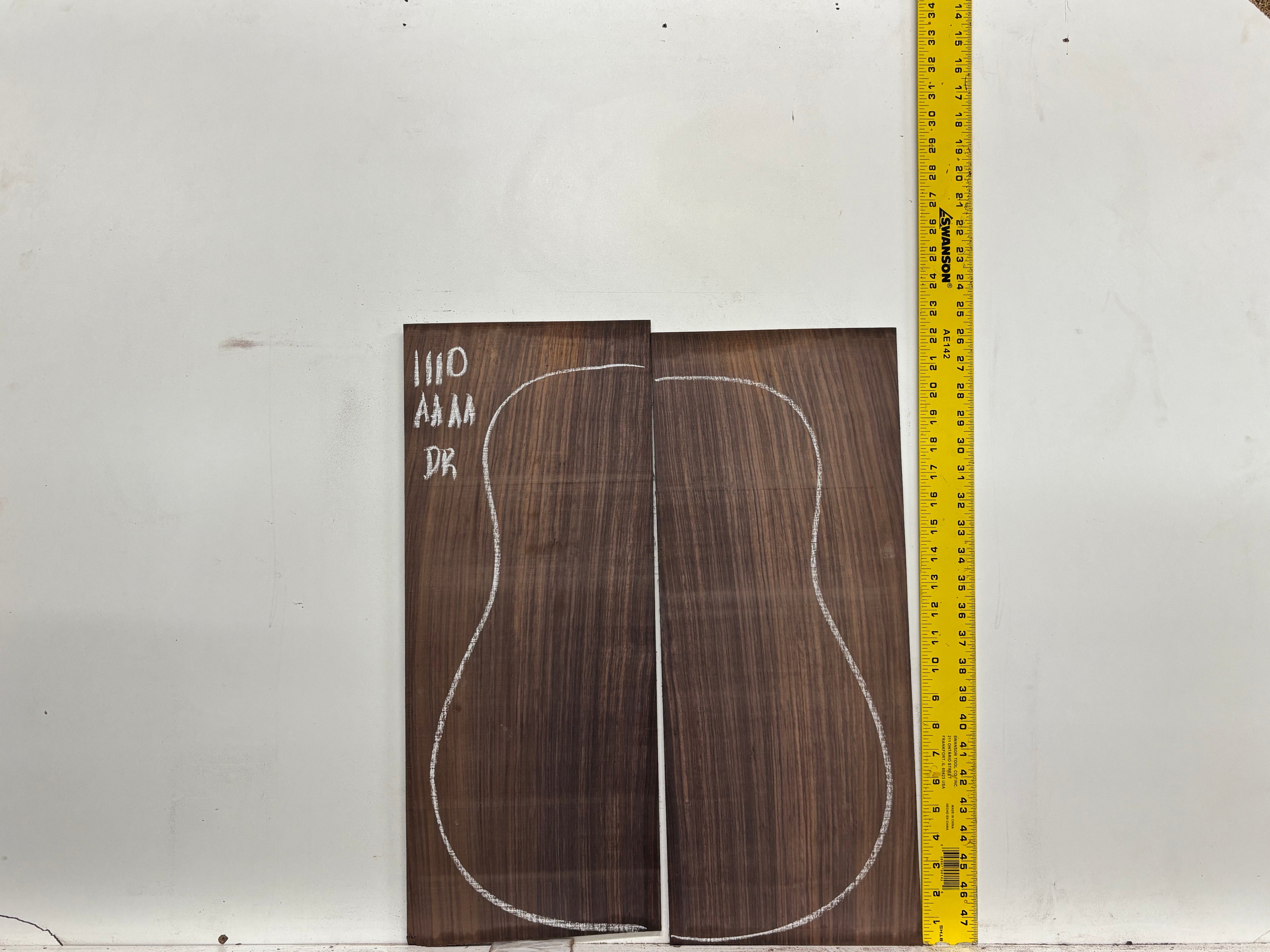 East Indian Rosewood Dreadnought AAAA Grade Guitar Back & Side Set #1110 - Exotic Wood Zone