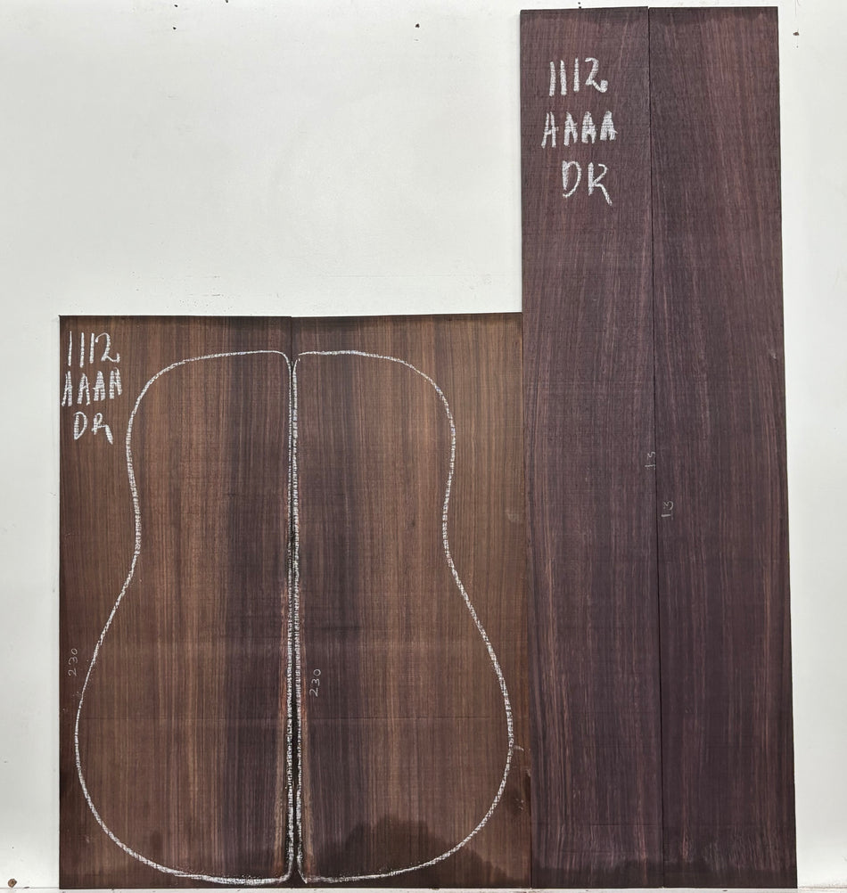 East Indian Rosewood Dreadnought AAAA Grade Guitar Back & Side Set #1112 - Exotic Wood Zone