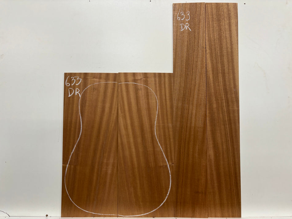 Sapele Dreadnought Guitar Back and Side Set #633