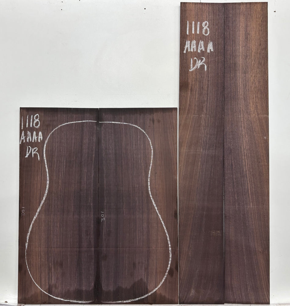 East Indian Rosewood Dreadnought AAAA Grade Guitar Back & Side Set #1118 - Exotic Wood Zone