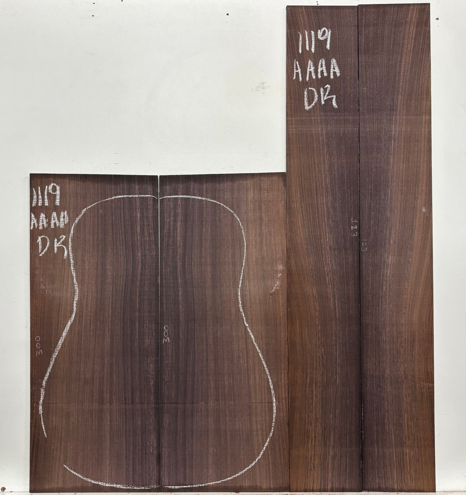 East Indian Rosewood Dreadnought AAAA Grade Guitar Back & Side Set #1119 - Exotic Wood Zone