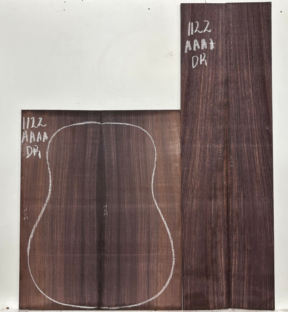 East Indian Rosewood Dreadnought AAAA Grade Guitar Back & Side Set #1122 - Exotic Wood Zone