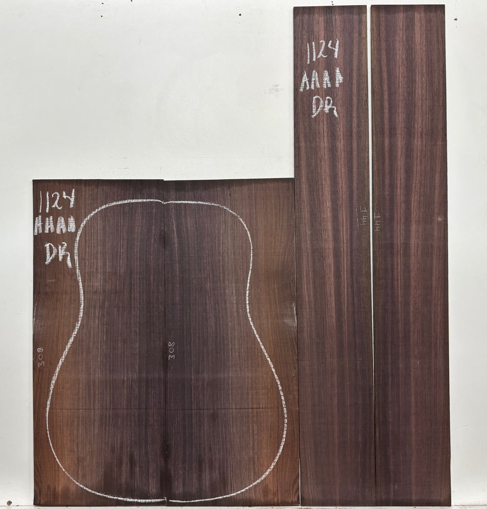 East Indian Rosewood Dreadnought AAAA Grade Guitar Back & Side Set #1124 - Exotic Wood Zone