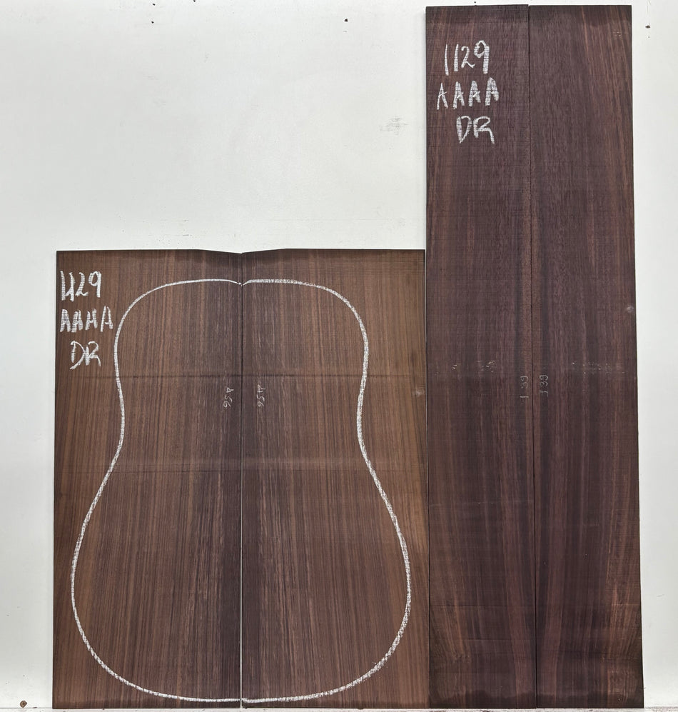 East Indian Rosewood Dreadnought AAAA Grade Guitar Back & Side Set #1129 - Exotic Wood Zone