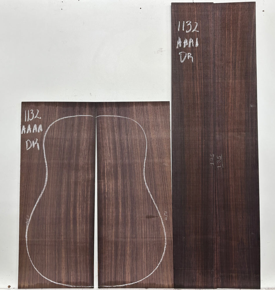 East Indian Rosewood Dreadnought AAAA Grade Guitar Back & Side Set #1132 - Exotic Wood Zone