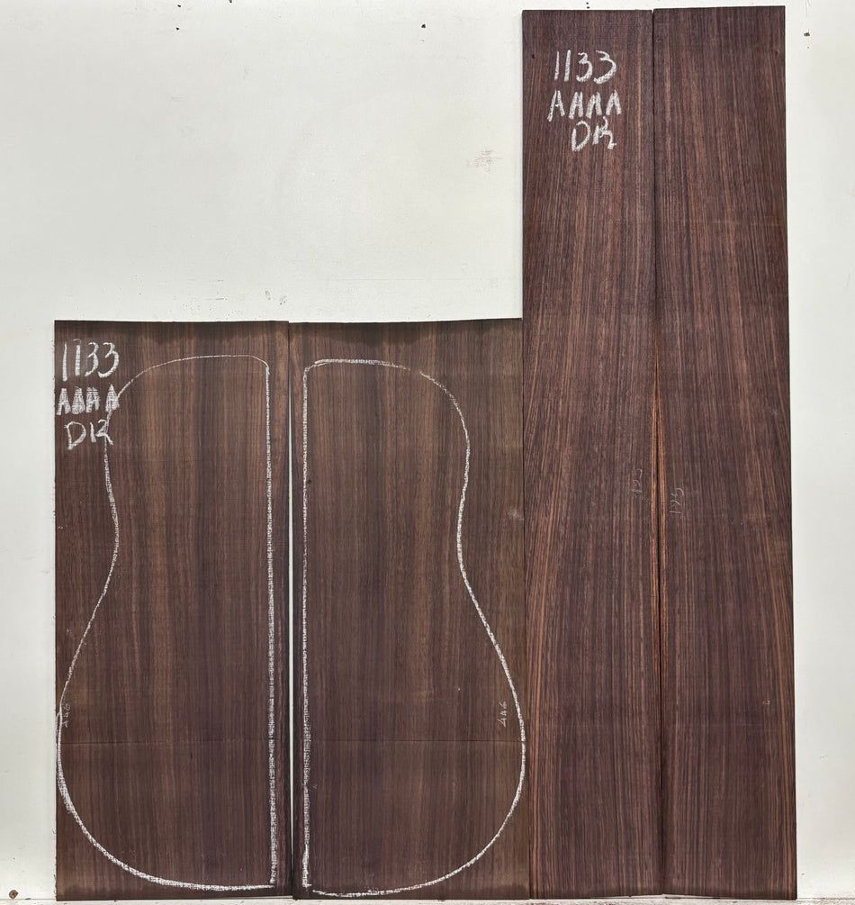 East Indian Rosewood Dreadnought AAAA Grade Guitar Back & Side Set #1133 - Exotic Wood Zone