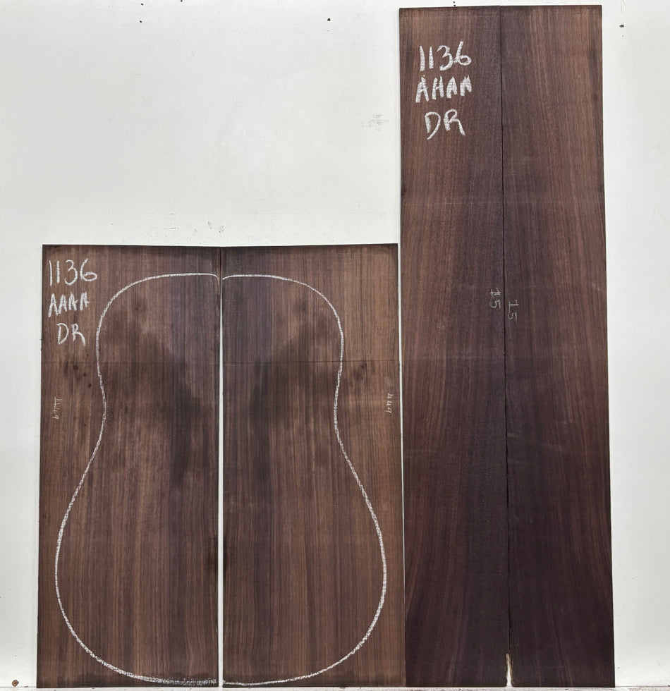 East Indian Rosewood Dreadnought AAAA Grade Guitar Back & Side Set #1136 - Exotic Wood Zone