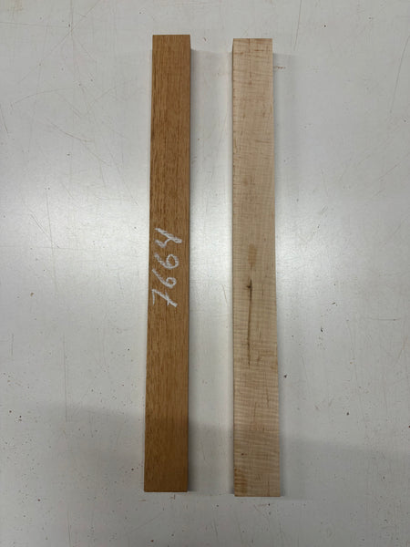 2 Pack, 2 Species Spanish Cedar + Flame Maple Thin Stock Lumber 21"x1-7/8"x7/8" #7664 - Exotic Wood Zone