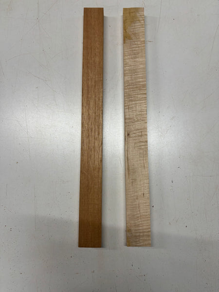 2 Pack, 2 Species Spanish Cedar + Flame Maple Thin Stock Lumber 21"x1-7/8"x7/8" #7664 - Exotic Wood Zone