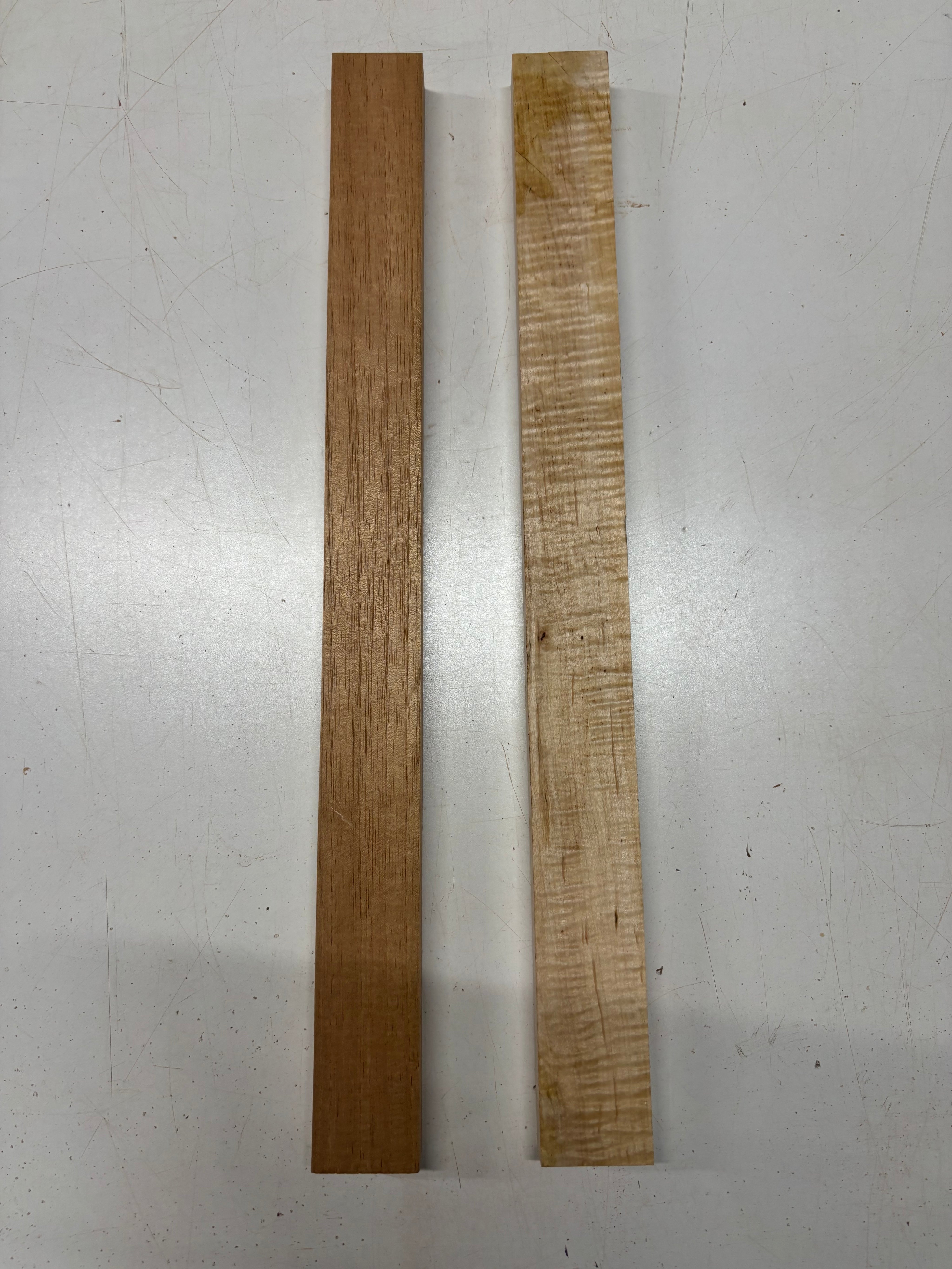 2 Pack, 2 Species Spanish Cedar + Flame Maple Thin Stock Lumber 21"x1-7/8"x7/8" #7664 - Exotic Wood Zone