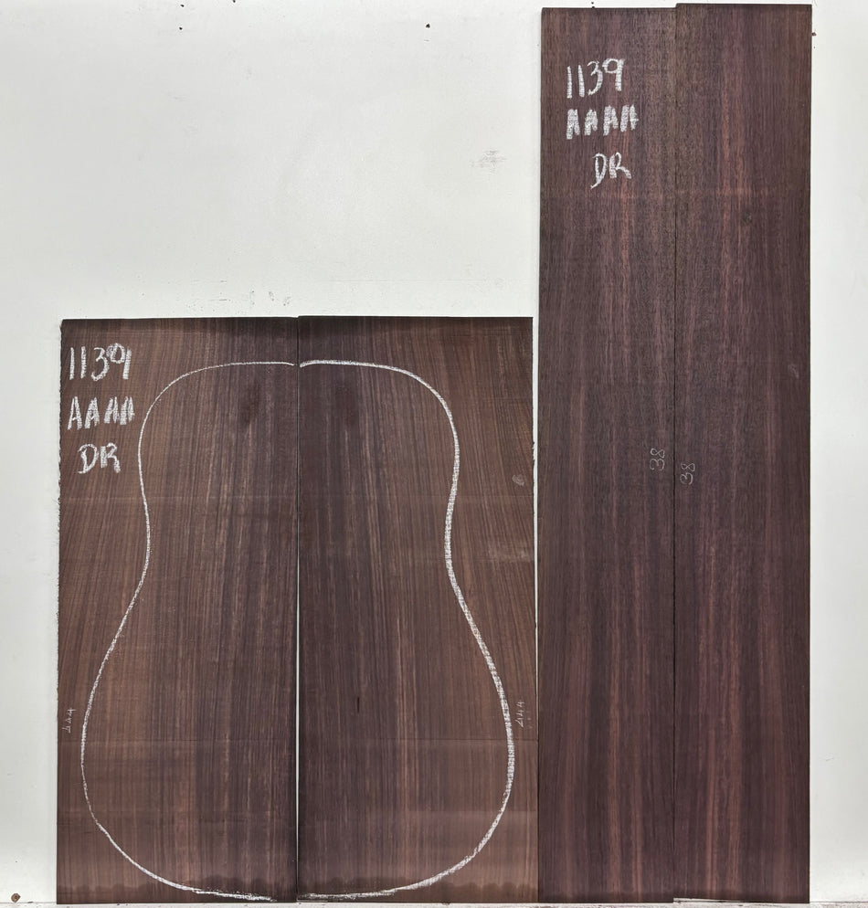 East Indian Rosewood Dreadnought AAAA Grade Guitar Back & Side Set #1139 - Exotic Wood Zone