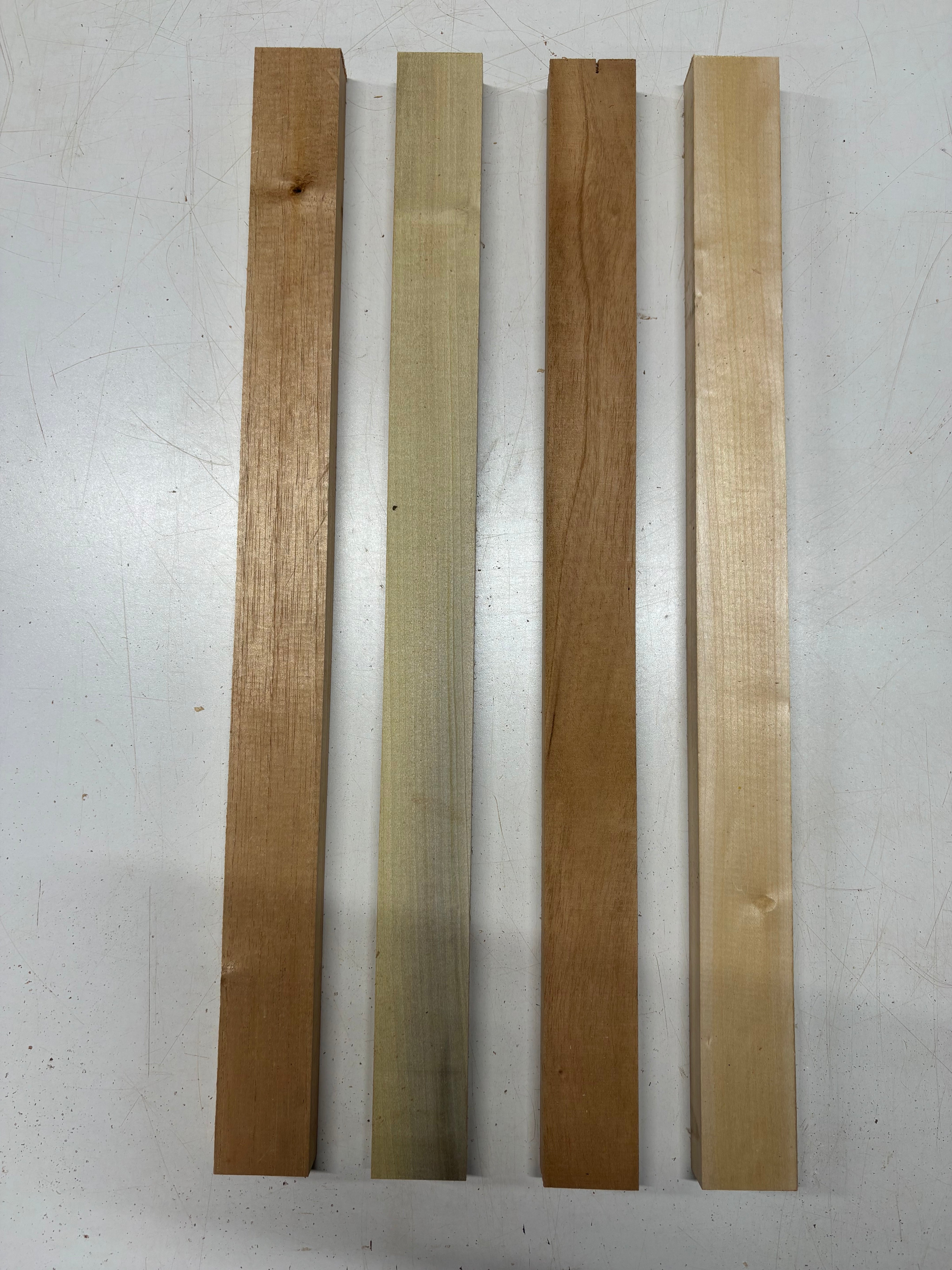 4 Pack, 3 Species Basswood + Spanish Cedar + Poplar Thin Stock Lumber 24"x2"x1"#7666 - Exotic Wood Zone