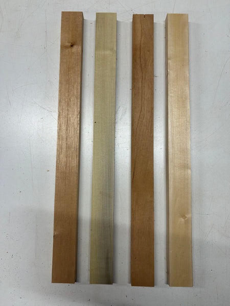 4 Pack, 3 Species Basswood + Spanish Cedar + Poplar Thin Stock Lumber 24"x2"x1"#7666 - Exotic Wood Zone