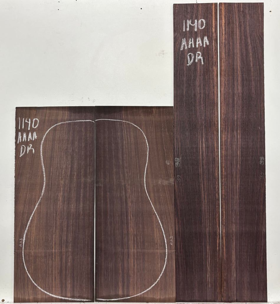East Indian Rosewood Dreadnought AAAA Grade Guitar Back & Side Set #1140 - Exotic Wood Zone