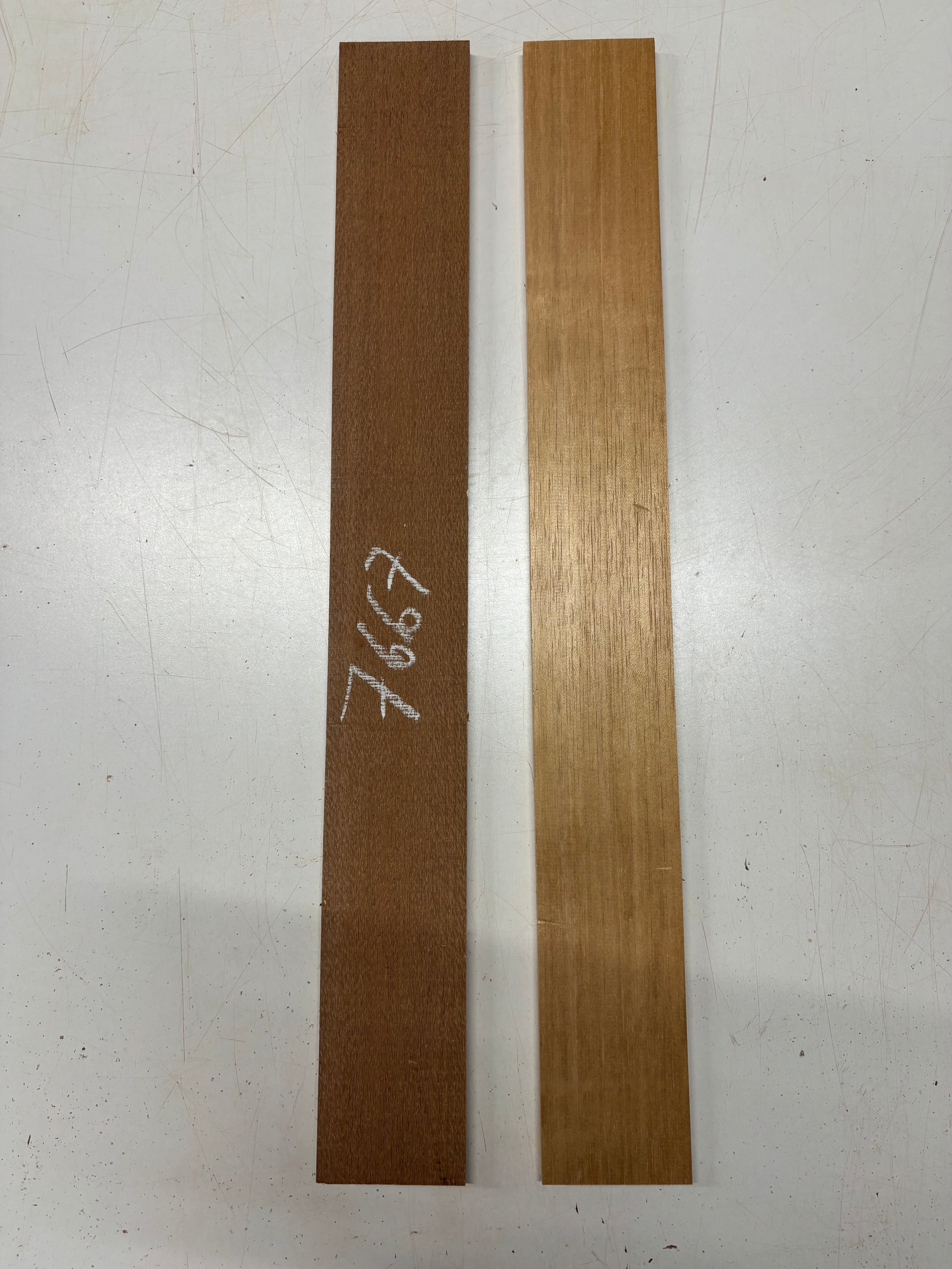 2 Pack, 2 Species Leopardwood + Spanish Cedar Fingerboard Blanks  25"x3"x3/8"#7667 - Exotic Wood Zone