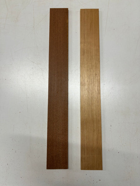 2 Pack, 2 Species Leopardwood + Spanish Cedar Fingerboard Blanks  25"x3"x3/8"#7667 - Exotic Wood Zone