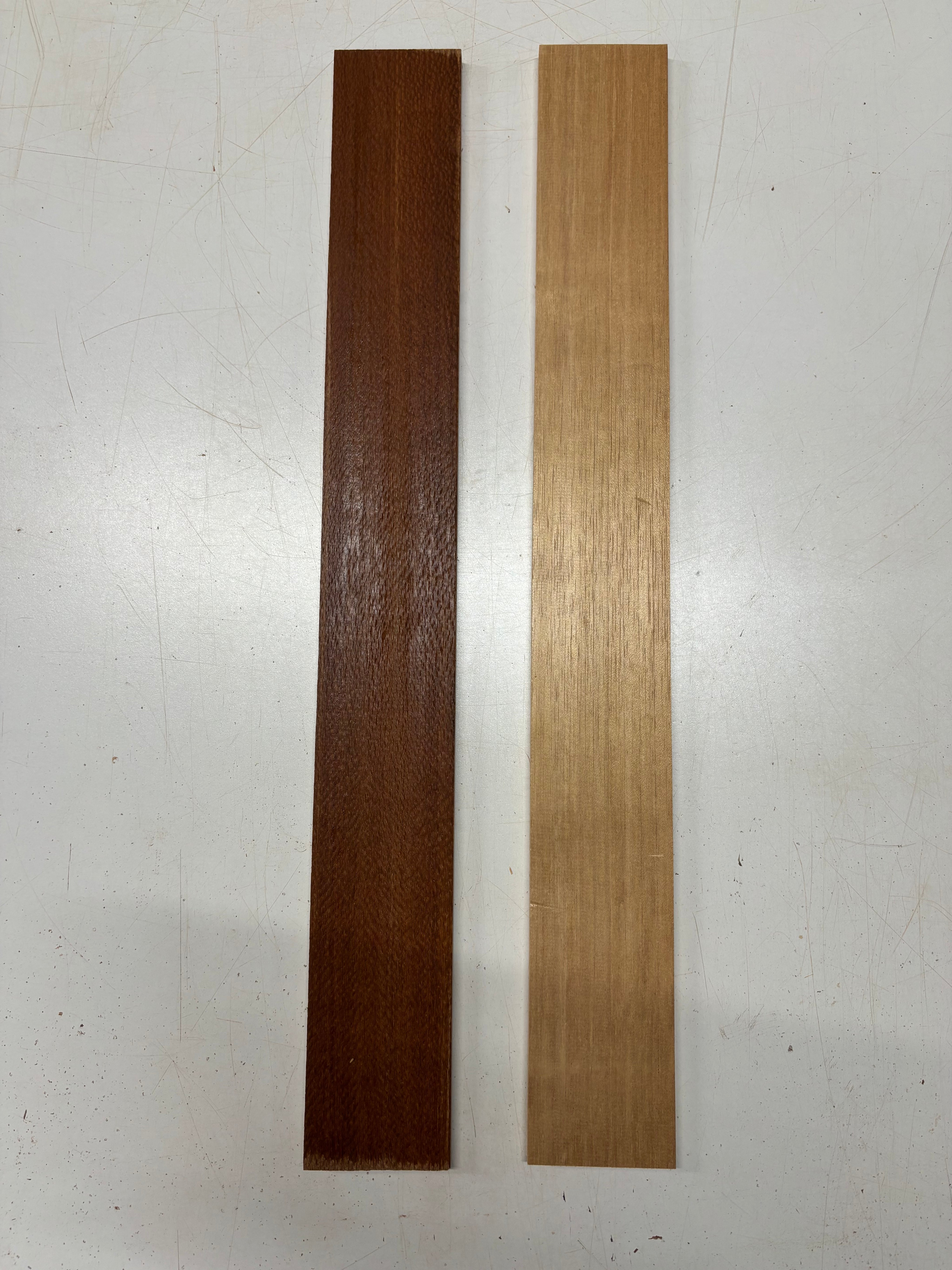 2 Pack, 2 Species Leopardwood + Spanish Cedar Fingerboard Blanks  25"x3"x3/8"#7667 - Exotic Wood Zone